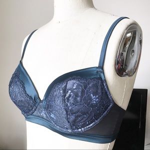 2/50👙 NWOT Morgan de toi blue lace soft bra 34C